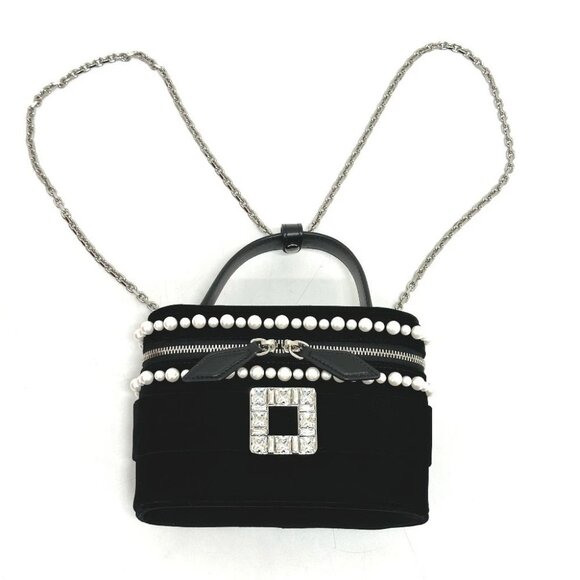 ROGER VIVIER RBWANMH70000LU Crystal Faux Pearl Vanity Micro 2WAY Hand Bag - Picture 14 of 14